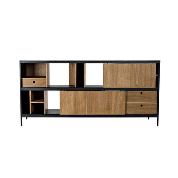 Sidebord DKD Home Decor Alvin Svart Naturell Jern Fresno 160 x 40 x 75 cm