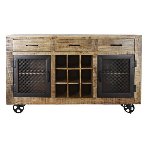 Sidebord DKD Home Decor Svart Grå Metall Mørkebrunt Treverk av mangotre (150 x 43 x 90 cm)