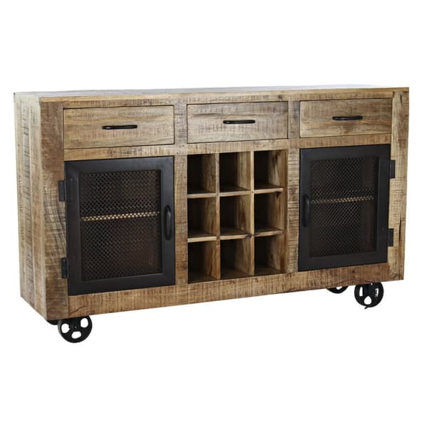 Sidebord DKD Home Decor Svart Grå Metall Mørkebrunt Treverk av mangotre (150 x 43 x 90 cm)
