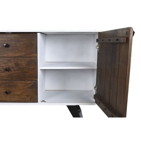 Sidebord DKD Home Decor Hvit Mørkebrunt Treverk av mangotre 150 x 40 x 80 cm