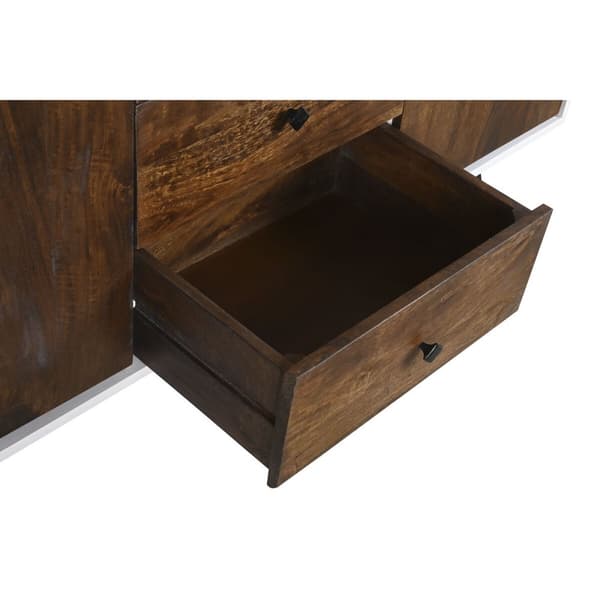 Sidebord DKD Home Decor Hvit Mørkebrunt Treverk av mangotre 150 x 40 x 80 cm