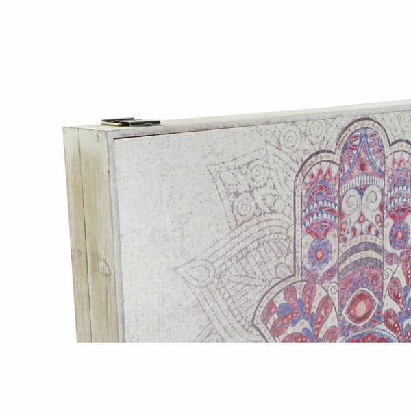 Avainkaappi DKD Home Decor Beige Harmaa Kangas Puu MDF 2 osaa 46,5 x 6 x 31,5 cm