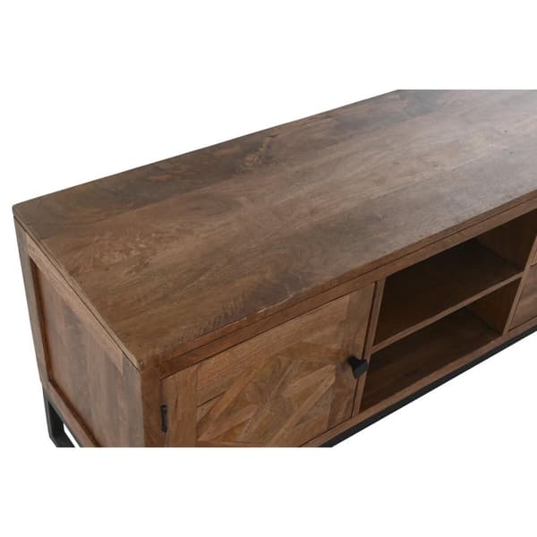 Sivupöytä DKD Home Decor Luonnollinen Musta Kullattu Metalli Mangopuu (145 x 40 x 85 cm)