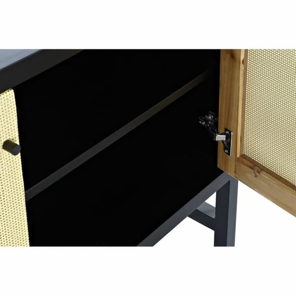 Sivupöytä DKD Home Decor Musta Kuusi Luonnollinen Rottinki (120 x 38 x 76 cm)