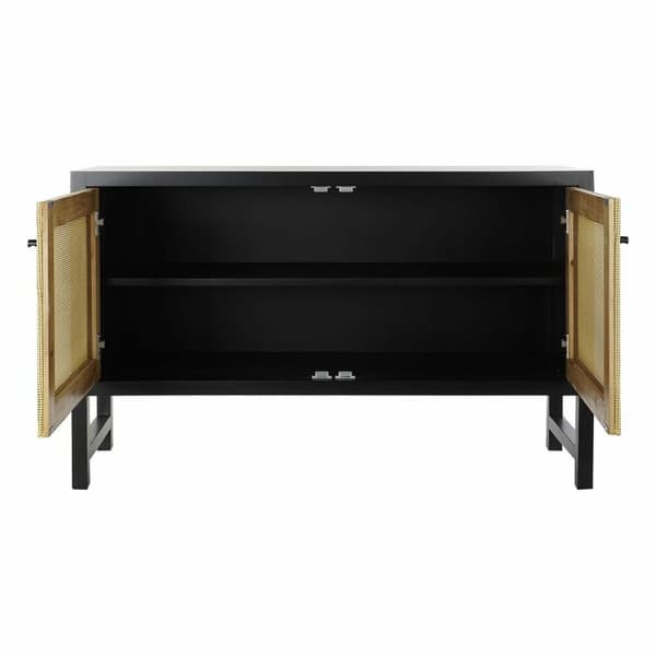 Sivupöytä DKD Home Decor Musta Kuusi Luonnollinen Rottinki (120 x 38 x 76 cm)