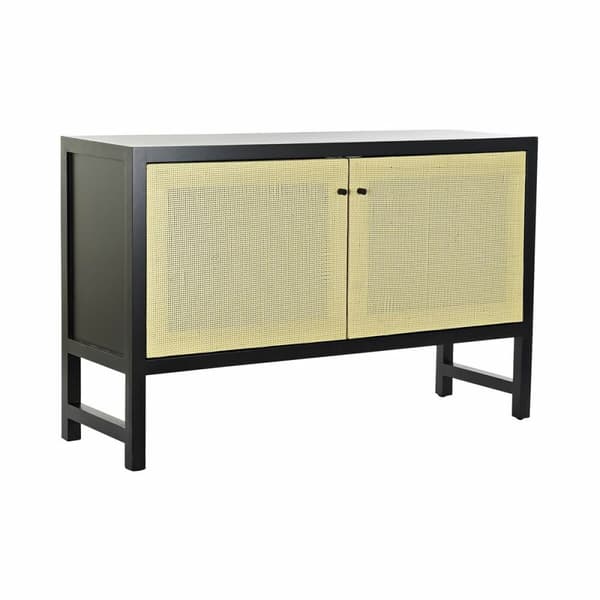 Sivupöytä DKD Home Decor Musta Kuusi Luonnollinen Rottinki (120 x 38 x 76 cm)