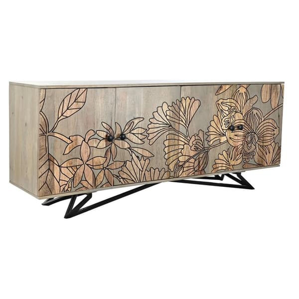 Sivupöytä DKD Home Decor Luonnollinen Harmaa Metalli Mangopuu (177 x 45 x 74 cm)