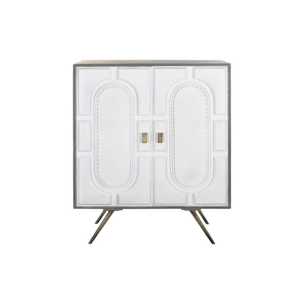 Sivupöytä DKD Home Decor Harmaa Kullattu Valkoinen Messinki Mangopuu (93 x 41 x 114 cm)