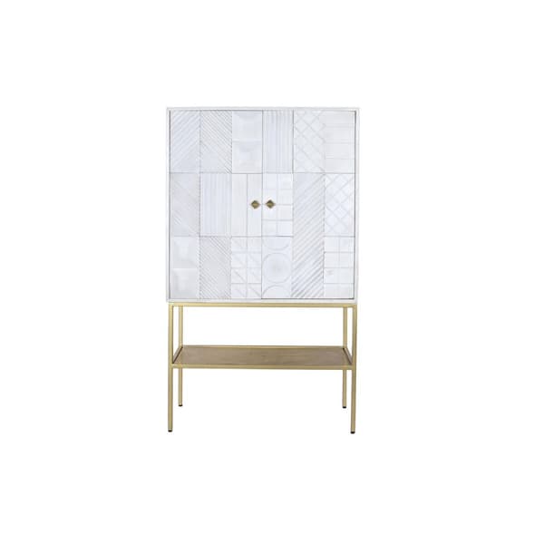 Sivupöytä DKD Home Decor Kullattu Metalli Valkoinen Mangopuu (91 x 44 x 152 cm)