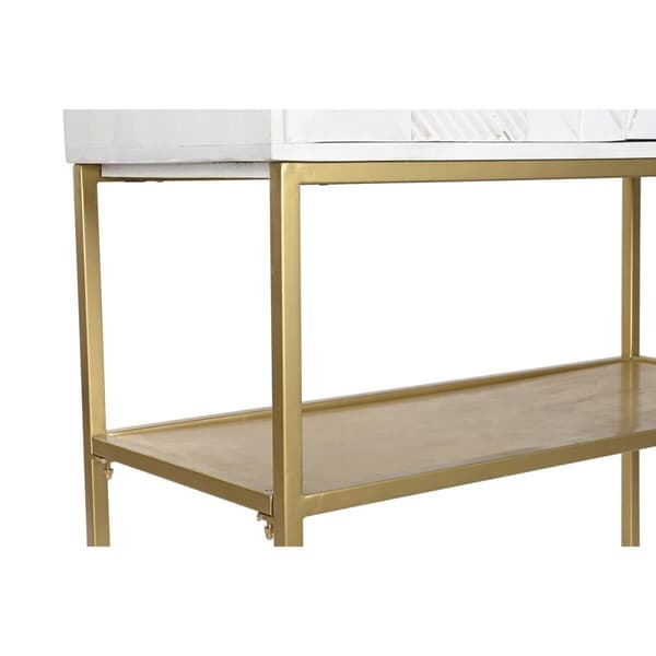 Sivupöytä DKD Home Decor Kullattu Metalli Valkoinen Mangopuu (91 x 44 x 152 cm)