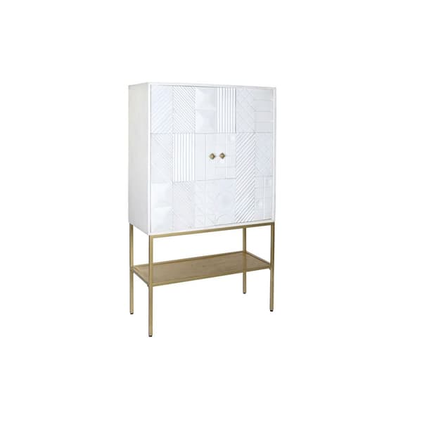 Sivupöytä DKD Home Decor Kullattu Metalli Valkoinen Mangopuu (91 x 44 x 152 cm)