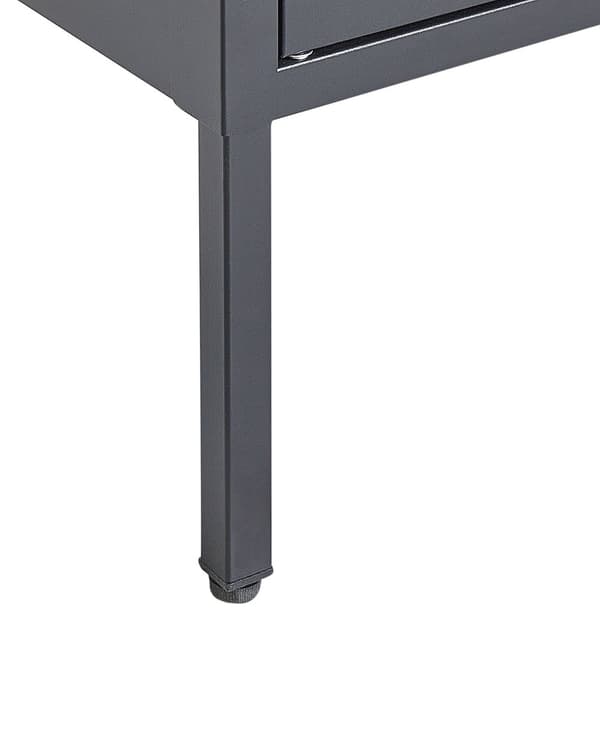 Vitrinskåp Svart Stål 80 x 35 x 180 cm Metall 4 Dörrar Glas Front och Sidor Display Industriell Design Kontor Vardagsrum Kök