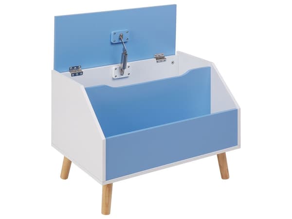 Förvaringsskåp Låda Blå MDF Gummiträben med Lock Hylla för Barnrum Modern Stil