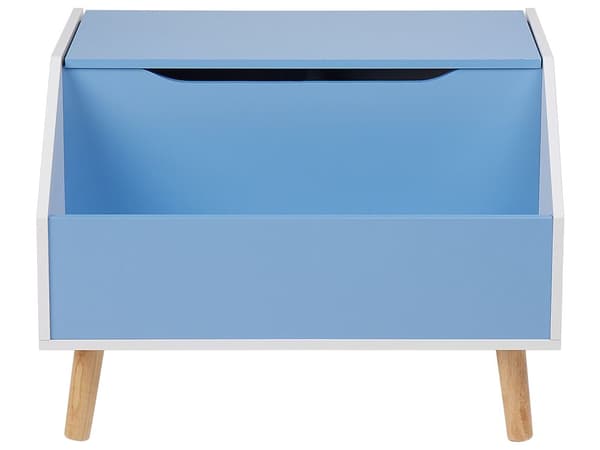 Förvaringsskåp Låda Blå MDF Gummiträben med Lock Hylla för Barnrum Modern Stil
