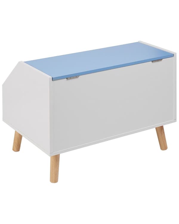 Förvaringsskåp Låda Blå MDF Gummiträben med Lock Hylla för Barnrum Modern Stil
