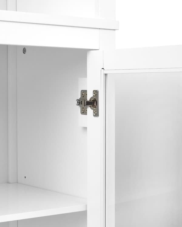 Prydnadsskåp Vit MDF med Hyllor och Glas Display Matsal