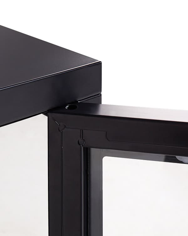 LED-skjenk med 3 dører Svart stål herdet glass Justerbare hyller Benkapper Stue Møbler Moderne design