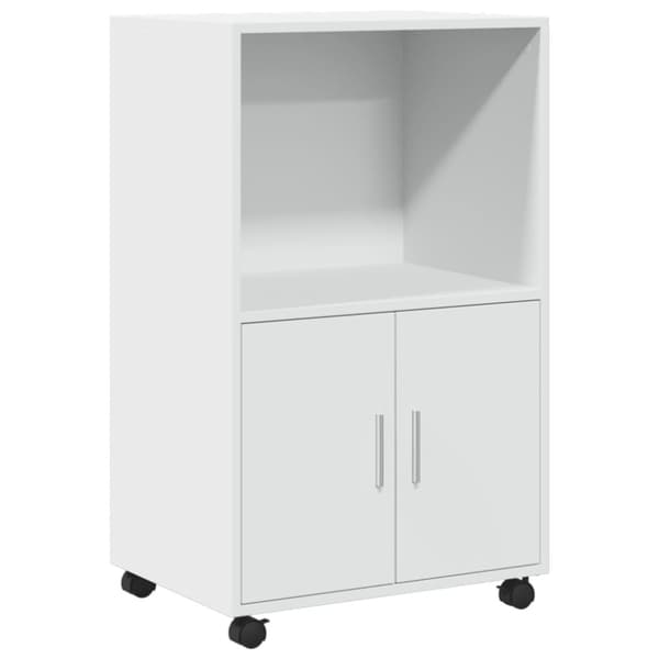 vidaXL Rulleskap hvit 55x40x91 cm konstruert tre