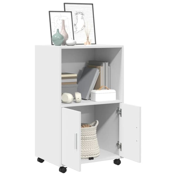 vidaXL Rulleskap hvit 55x40x91 cm konstruert tre
