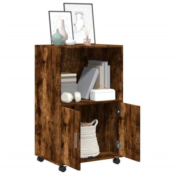 vidaXL Rulleskap røkt eik 55x40x91 cm konstruert tre