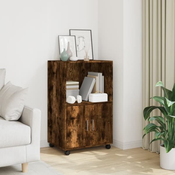 vidaXL Rulleskap røkt eik 55x40x91 cm konstruert tre