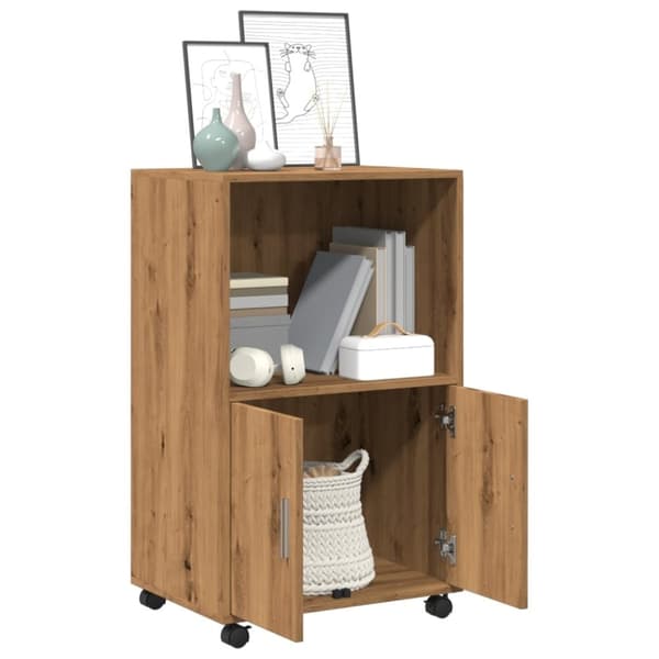 vidaXL Skåp med hjul ek 55x40x91 cm konstruerat trä