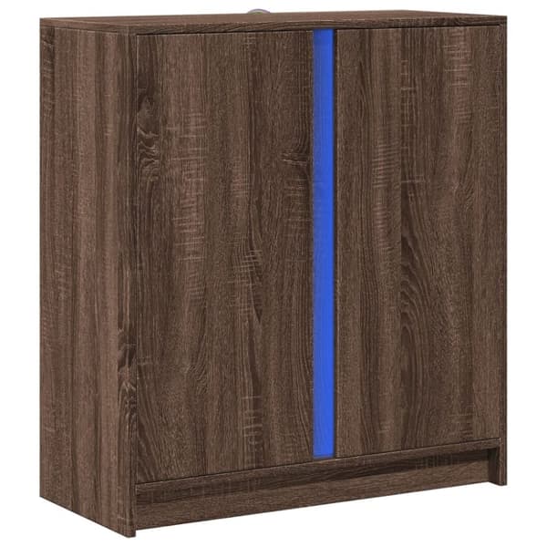 vidaXL skab med LED-lys 77x34x85 cm konstrueret træ brun egetræsfarve