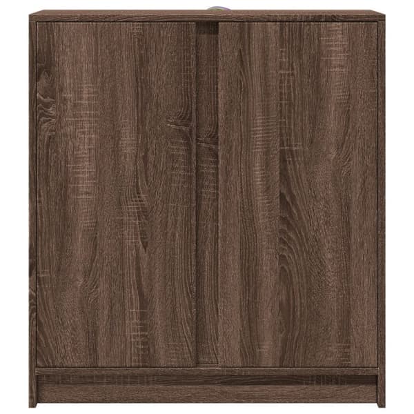 vidaXL skab med LED-lys 77x34x85 cm konstrueret træ brun egetræsfarve