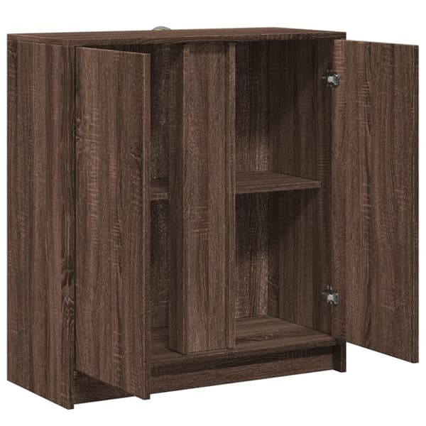 vidaXL skab med LED-lys 77x34x85 cm konstrueret træ brun egetræsfarve