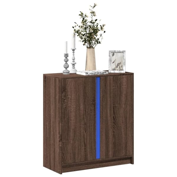 vidaXL skab med LED-lys 77x34x85 cm konstrueret træ brun egetræsfarve