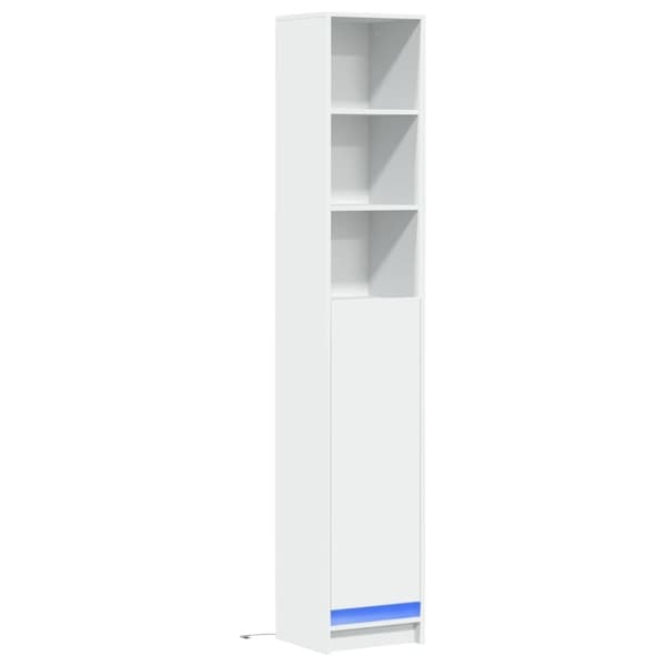 vidaXL reol med LED-lys 36x32,5x200 cm konstrueret træ hvid