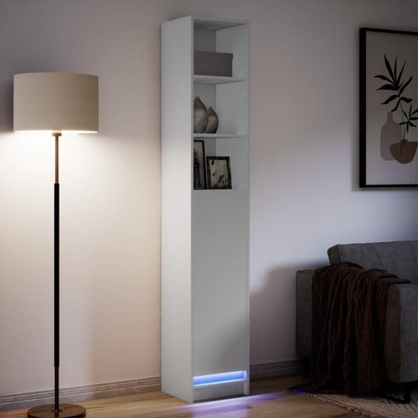 vidaXL reol med LED-lys 36x32,5x200 cm konstrueret træ hvid