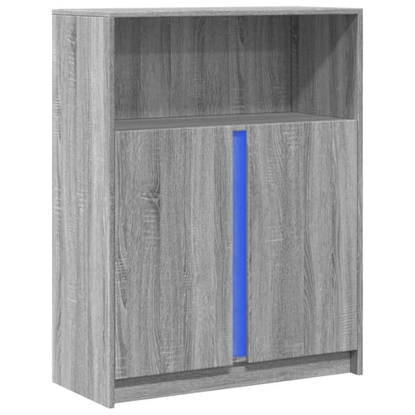 vidaXL skab med LED-lys 77x34x100 cm konstrueret træ grå sonoma-eg