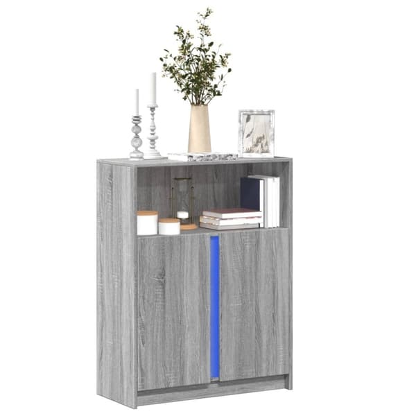 vidaXL skab med LED-lys 77x34x100 cm konstrueret træ grå sonoma-eg