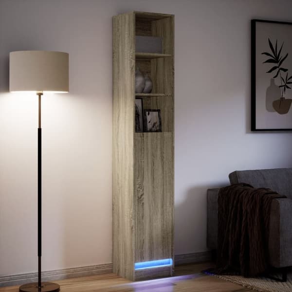 vidaXL Skjenk med LED sonoma eik 36x32,5x200 cm konstruert tre