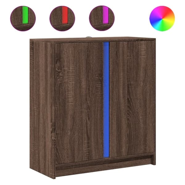 vidaXL Skänk med LED brun ek 77x34x85 cm konstruerat trä