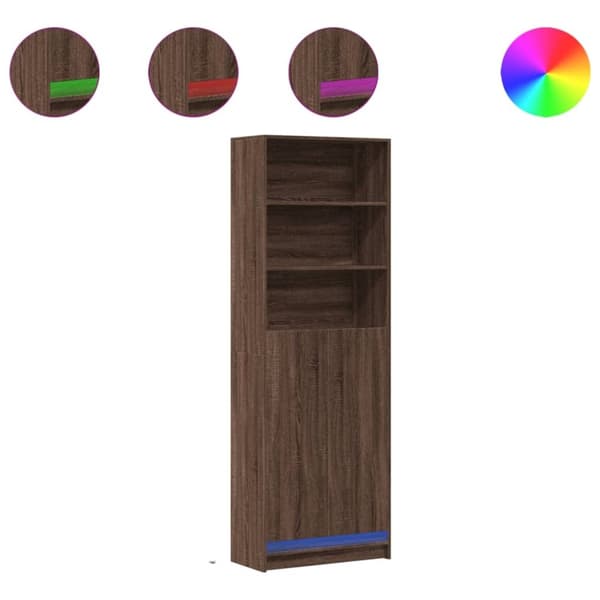 vidaXL Garderobe med LED brun eik 69x32,5x200 cm konstruert tre