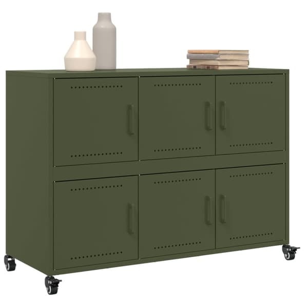 vidaXL Skjenk olivengrønn 100,5x39x72 cm stål