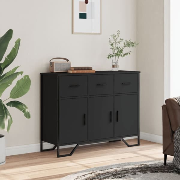 vidaXL Skjenk svart 97x32,5x74,5 cm konstruert tre