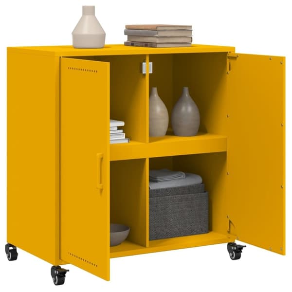 vidaXL Skänk senapsgul 68,5x39x72 cm stål