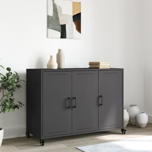 vidaXL Skjenk svart 100,5x39x72 cm stål