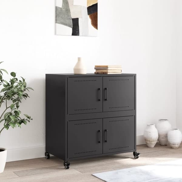vidaXL skab 68x39x72 cm stål sort