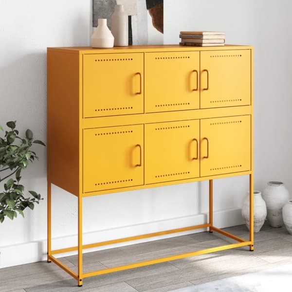 vidaXL skænk 100,5x39x107 cm stål sennepsgul