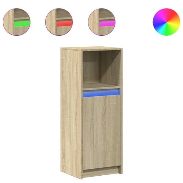 vidaXL skab med LED-lys 38x34x100 cm konstrueret træ røget eg