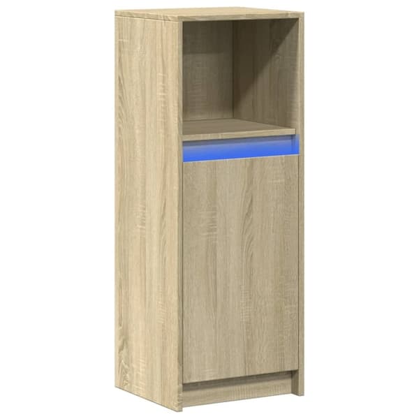 vidaXL skab med LED-lys 38x34x100 cm konstrueret træ røget eg