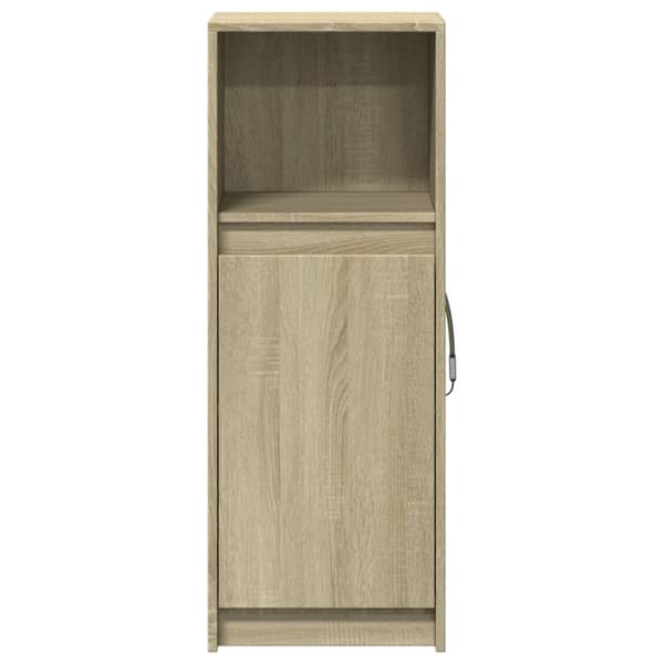 vidaXL skab med LED-lys 38x34x100 cm konstrueret træ røget eg