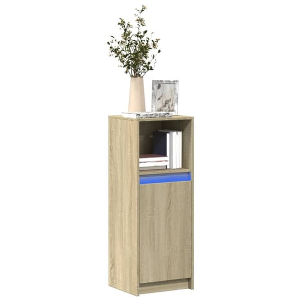 vidaXL skab med LED-lys 38x34x100 cm konstrueret træ røget eg