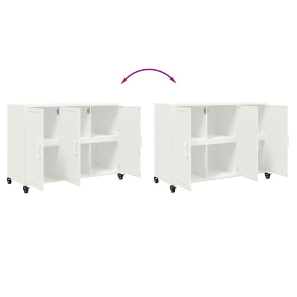 vidaXL Skjenk hvit 100,5x39x72 cm stål