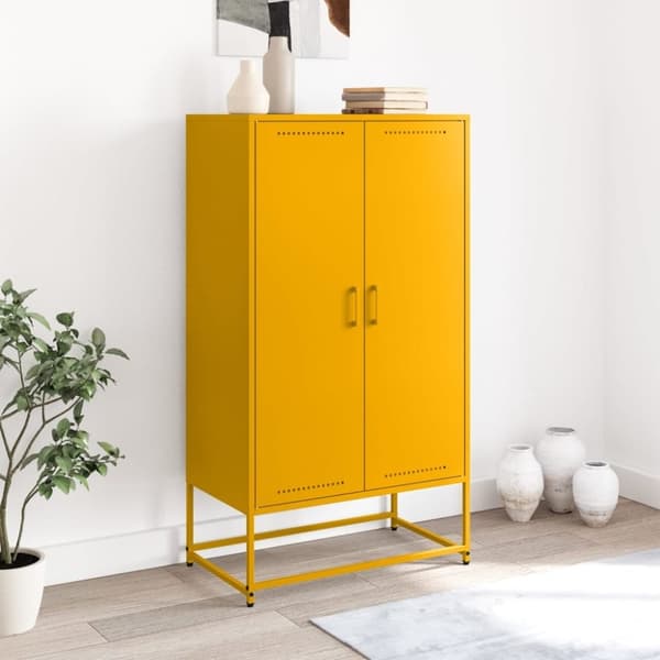 vidaXL Highboard sennepsgul 68,5x38,5x123,5 cm stål