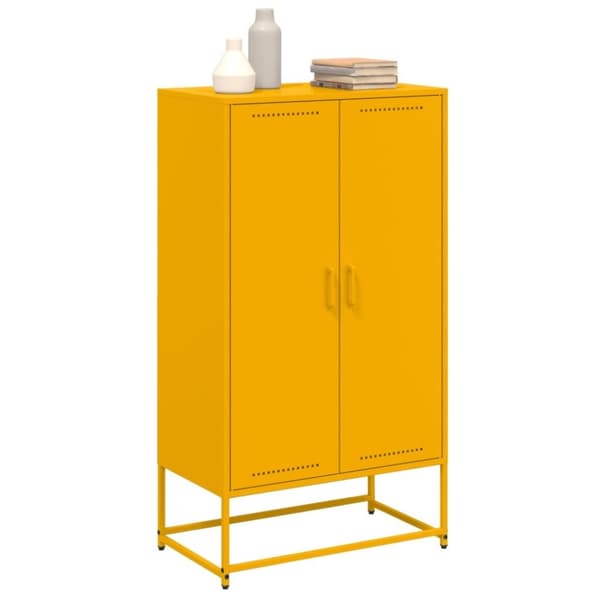 vidaXL Highboard sennepsgul 68,5x38,5x123,5 cm stål
